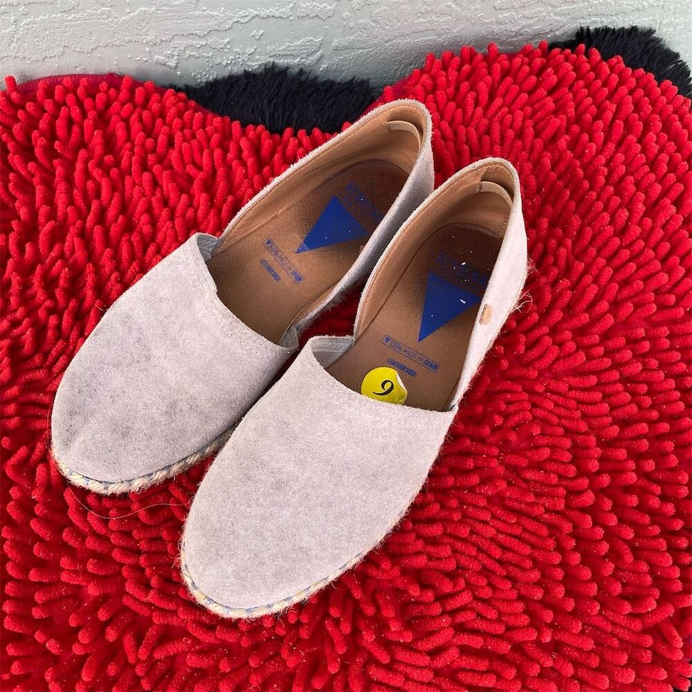 Verbenas Women's Beige Suede Espadrilles Size 9 Casual Slip On Flats